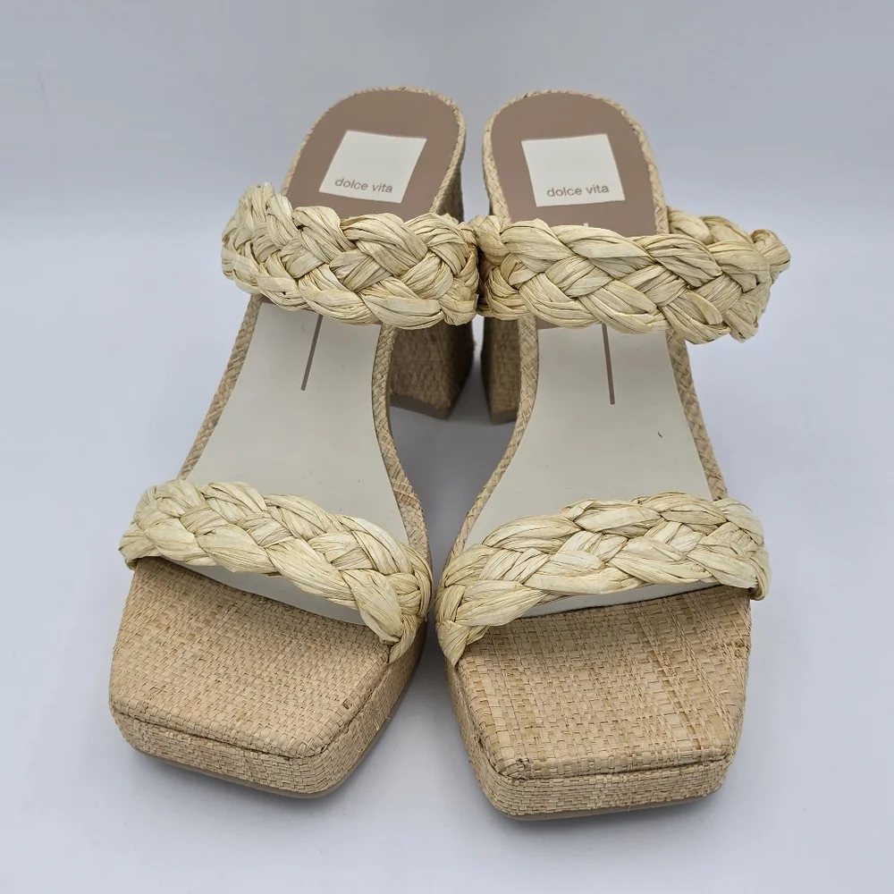 Dolce Vita Braided Natural Raffia Platform Sandal - Picture 4 of 14